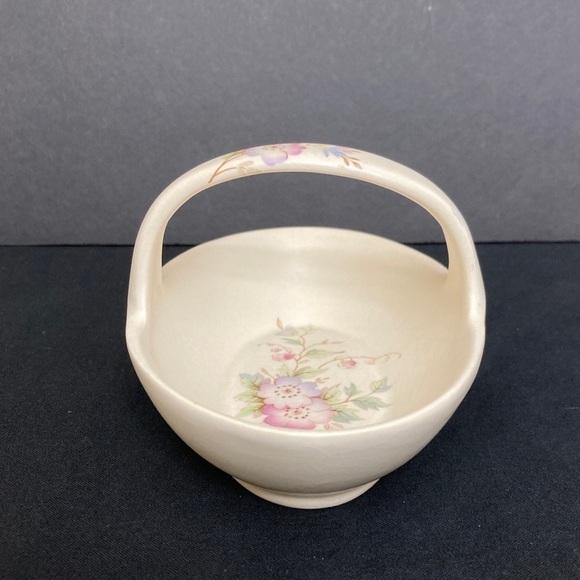 Vtg Aldridge Pottery Co Floral Dish w/ Handle England Cottage - Picture 2 of 7